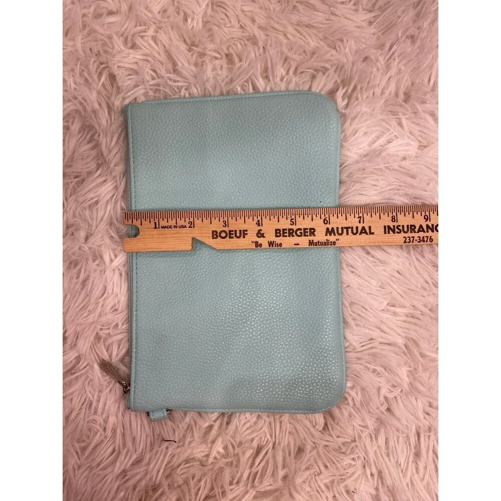Thirty-One Jewell Zip Clutch Makeup Cosmetics Jewelry‎ Bag Aqua Pale Green Blue